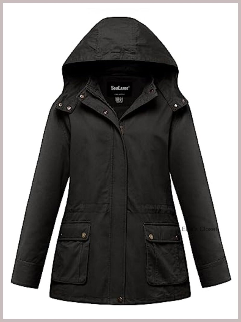 Women's Plus Size Military Cotton Jacket Detachable Hood